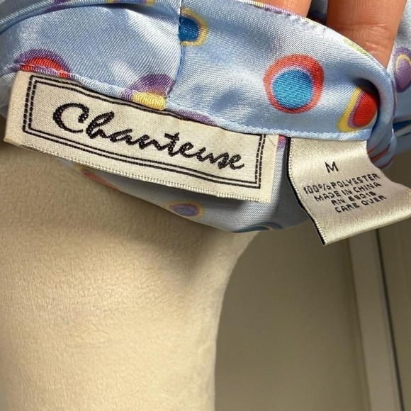 Vintage Blue multicolor polka dot robe with tie waist - Picture 5 of 5